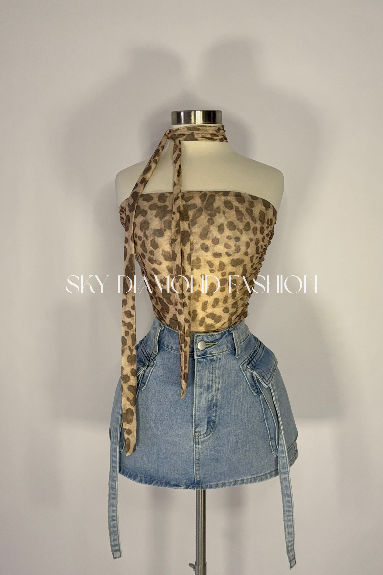Cargo denim skirt