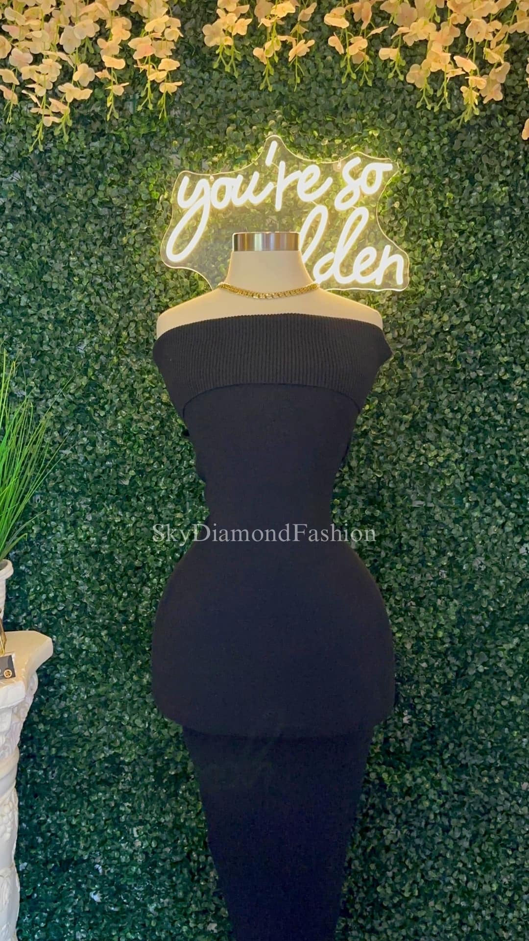 Off my shoulders black long dress