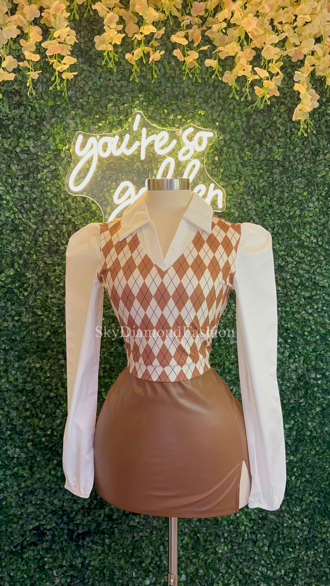 Brown leather skirt