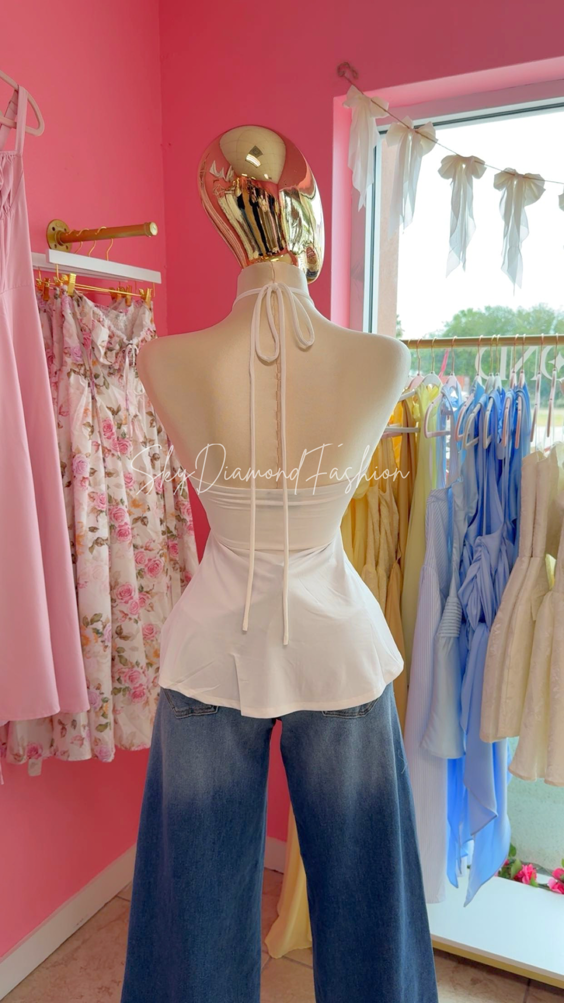 White sun halter top