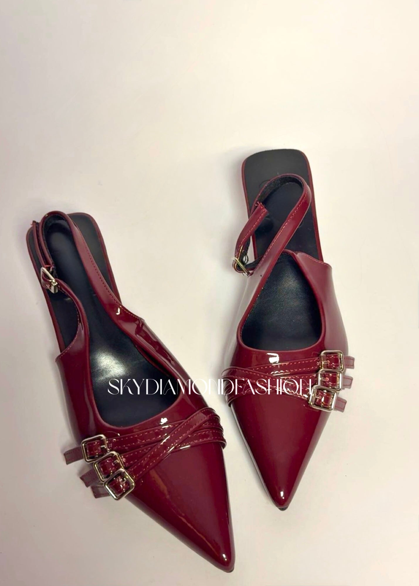 Burgundy kitty heels