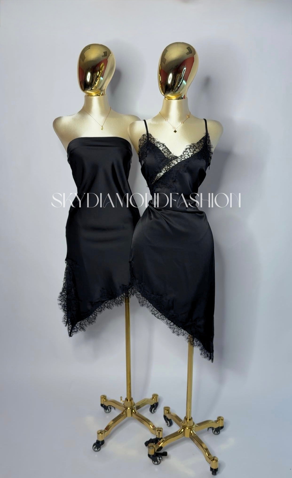 Black lace asymmetrical dress