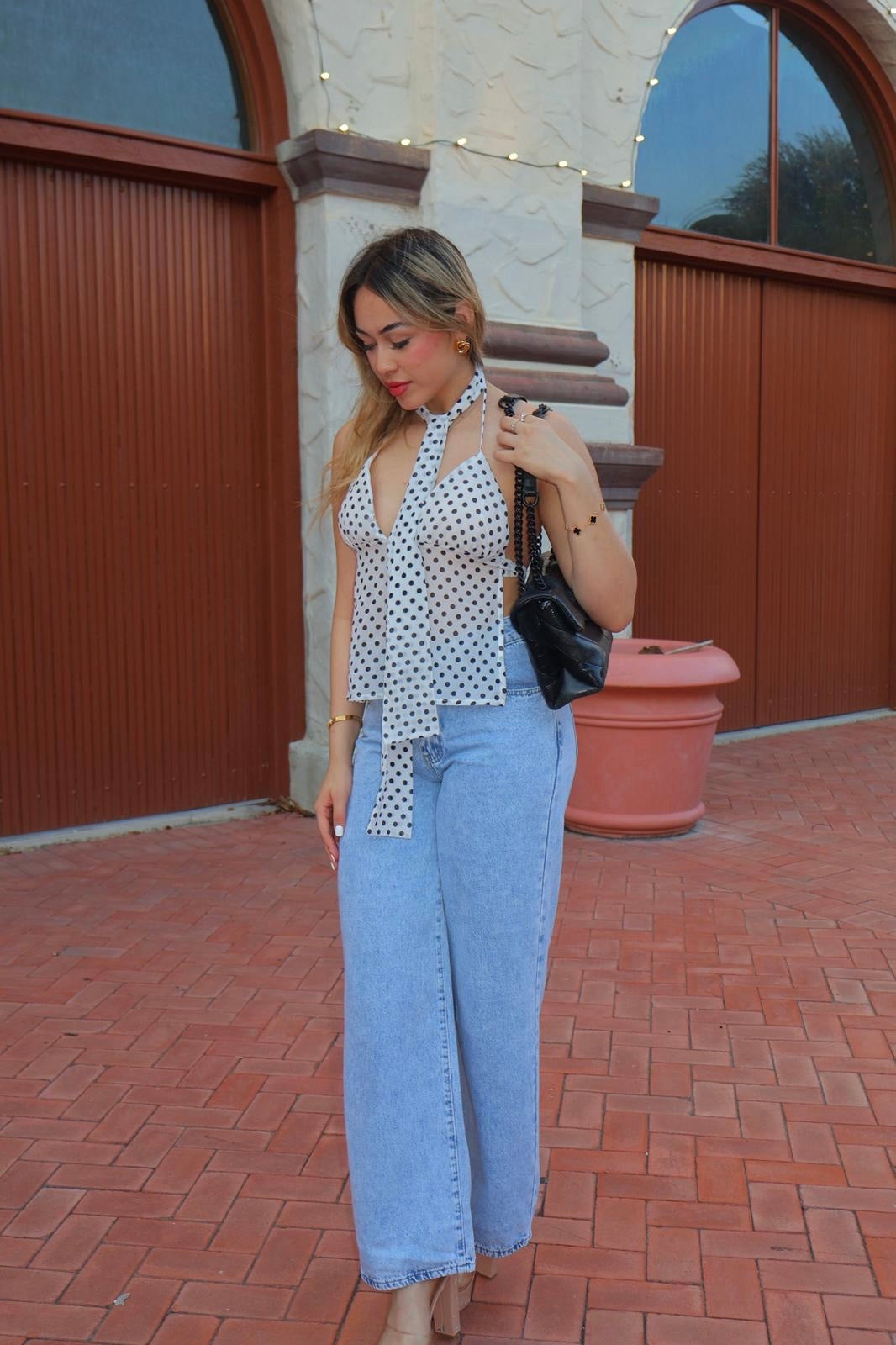 Denim wide leg jeans