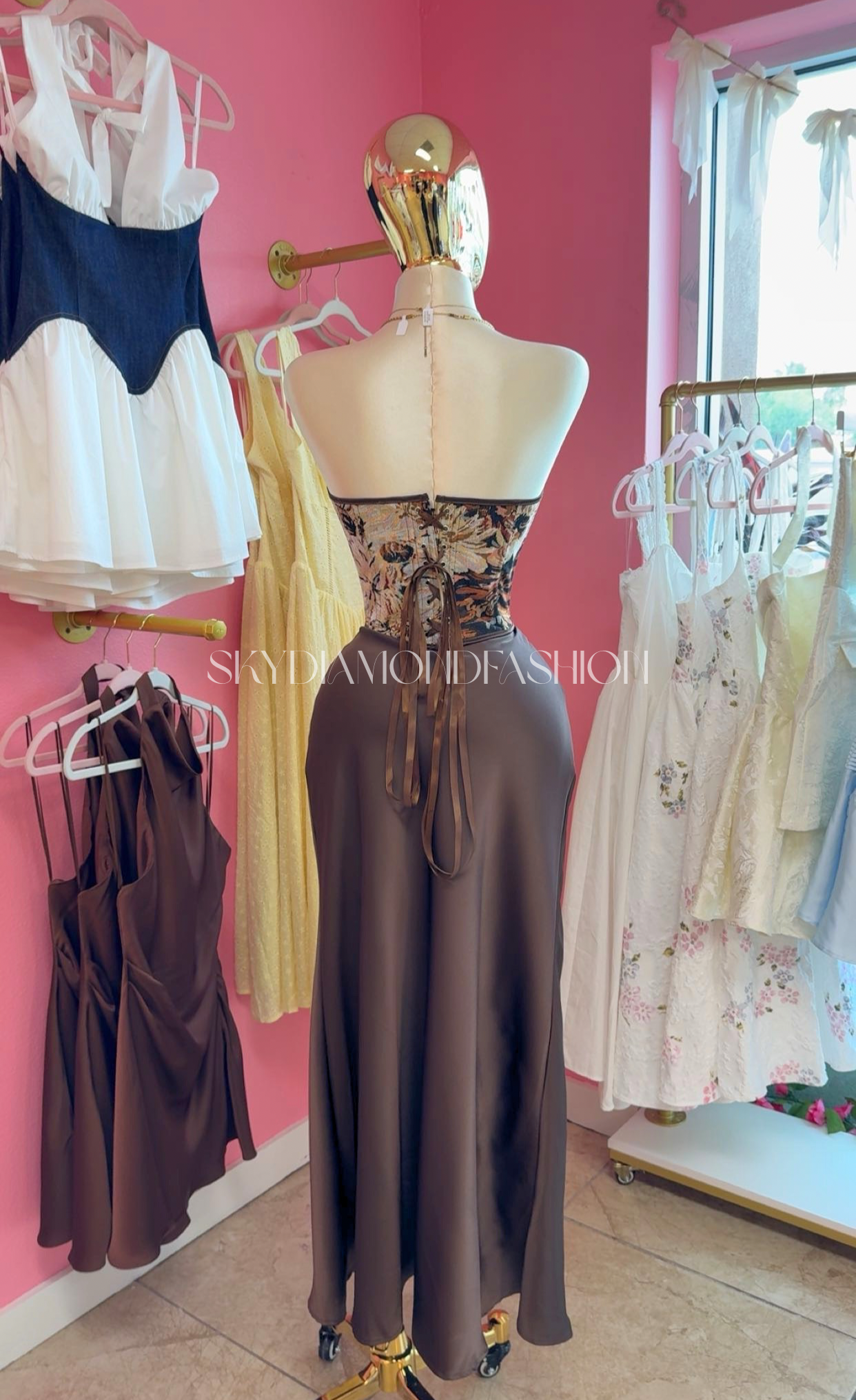 Brown satin skirt