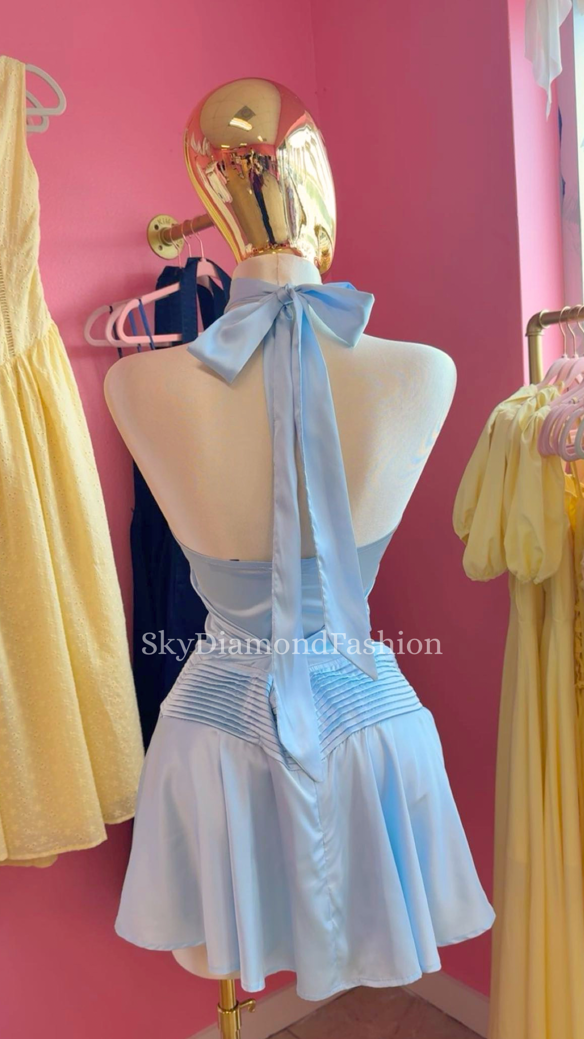 Baby blue satin dress