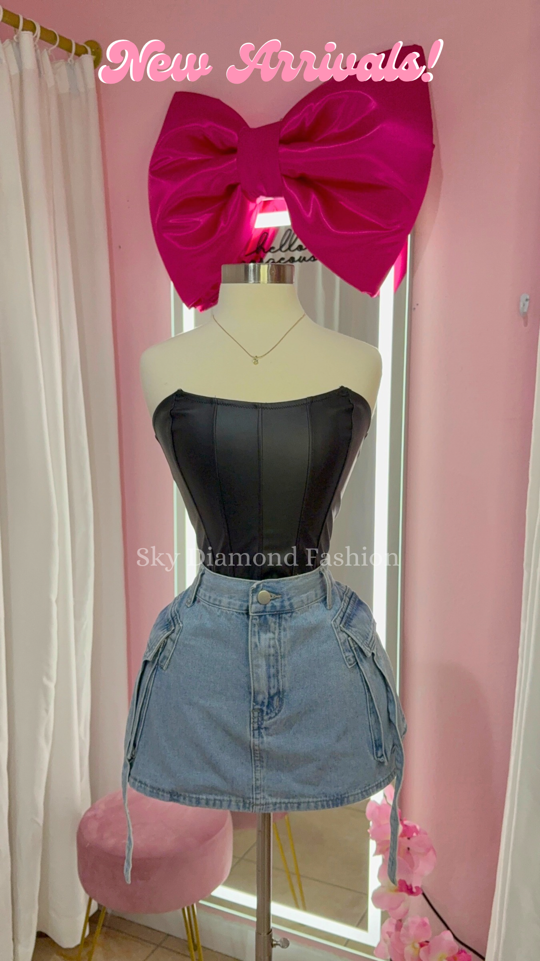 Black leather corset