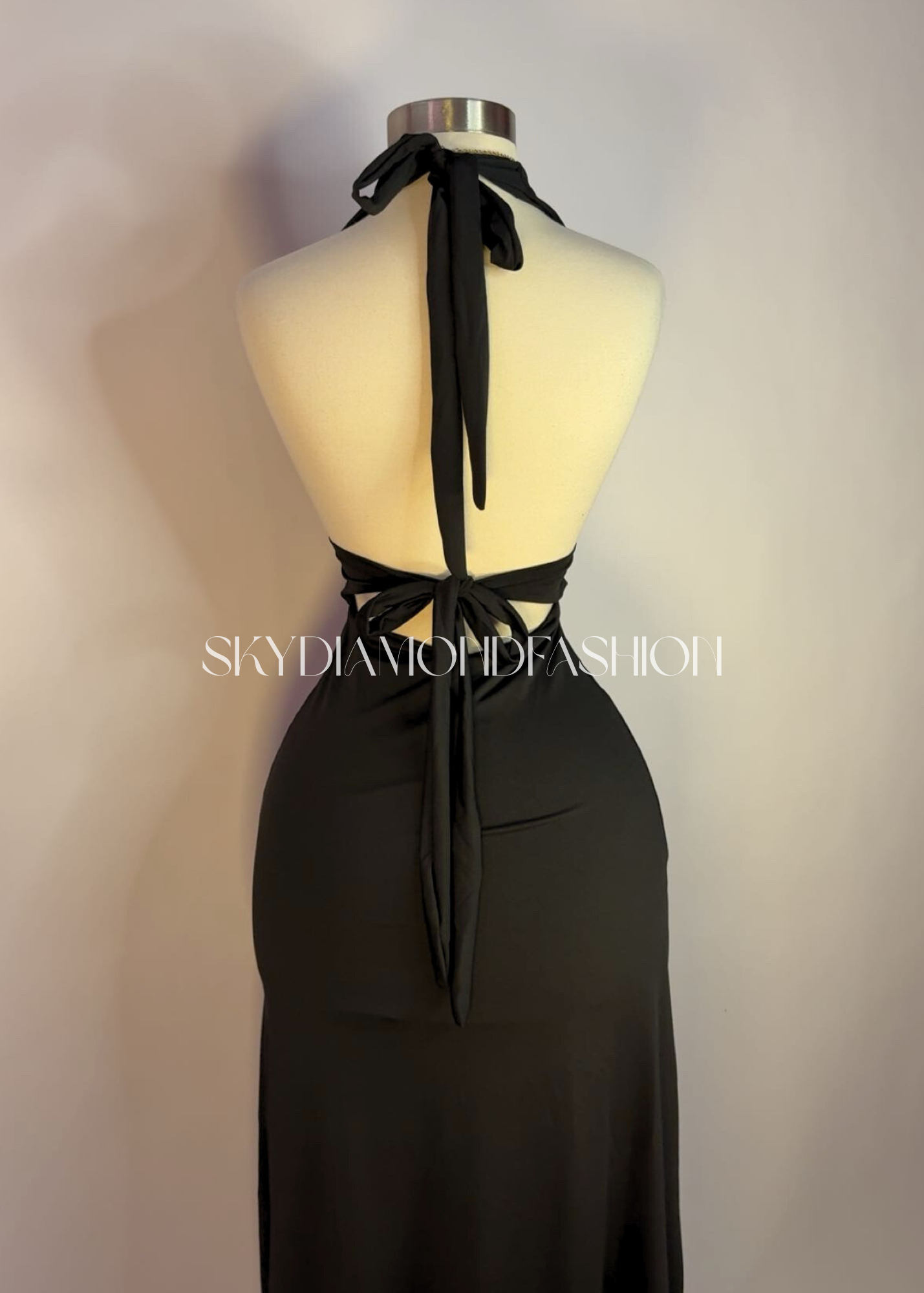 Black open leg long dress