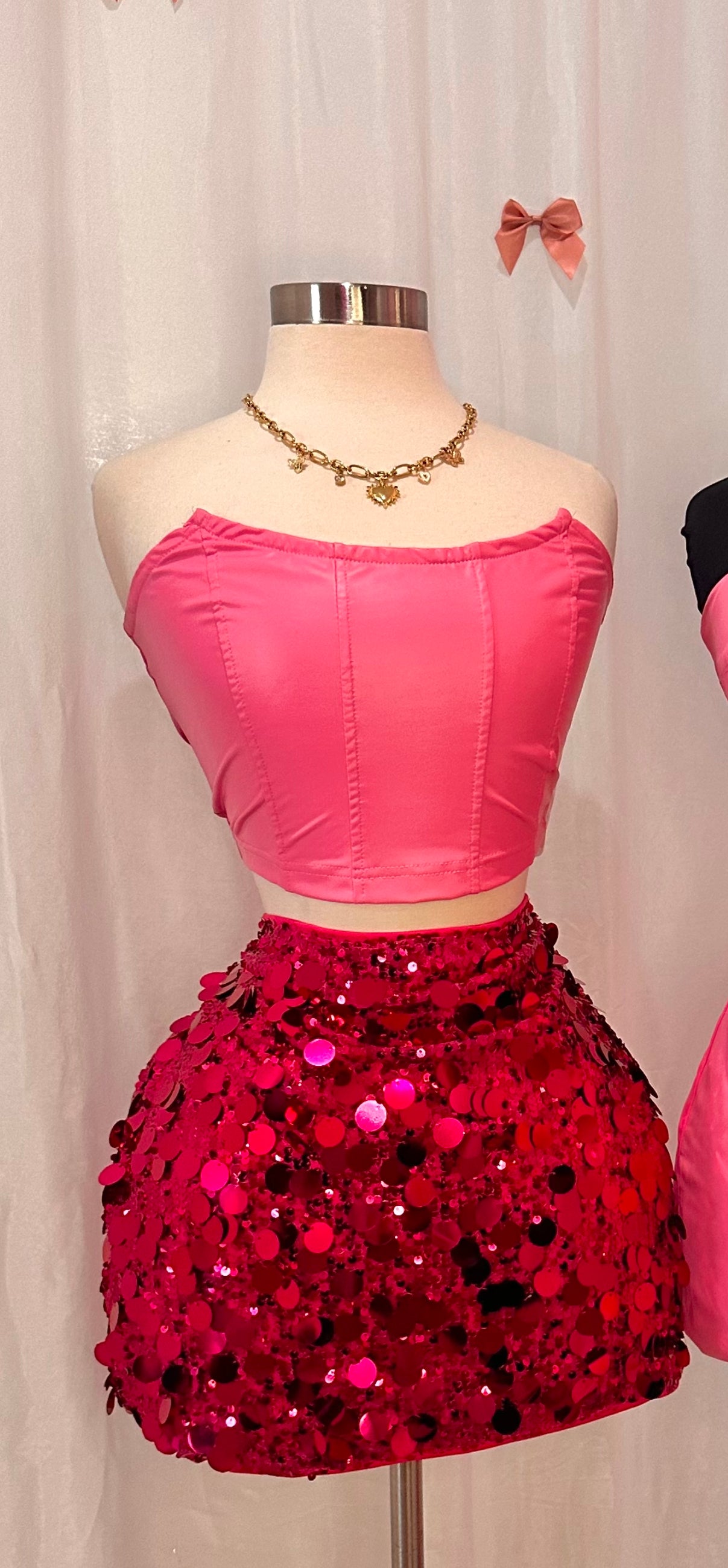 Pink leather top