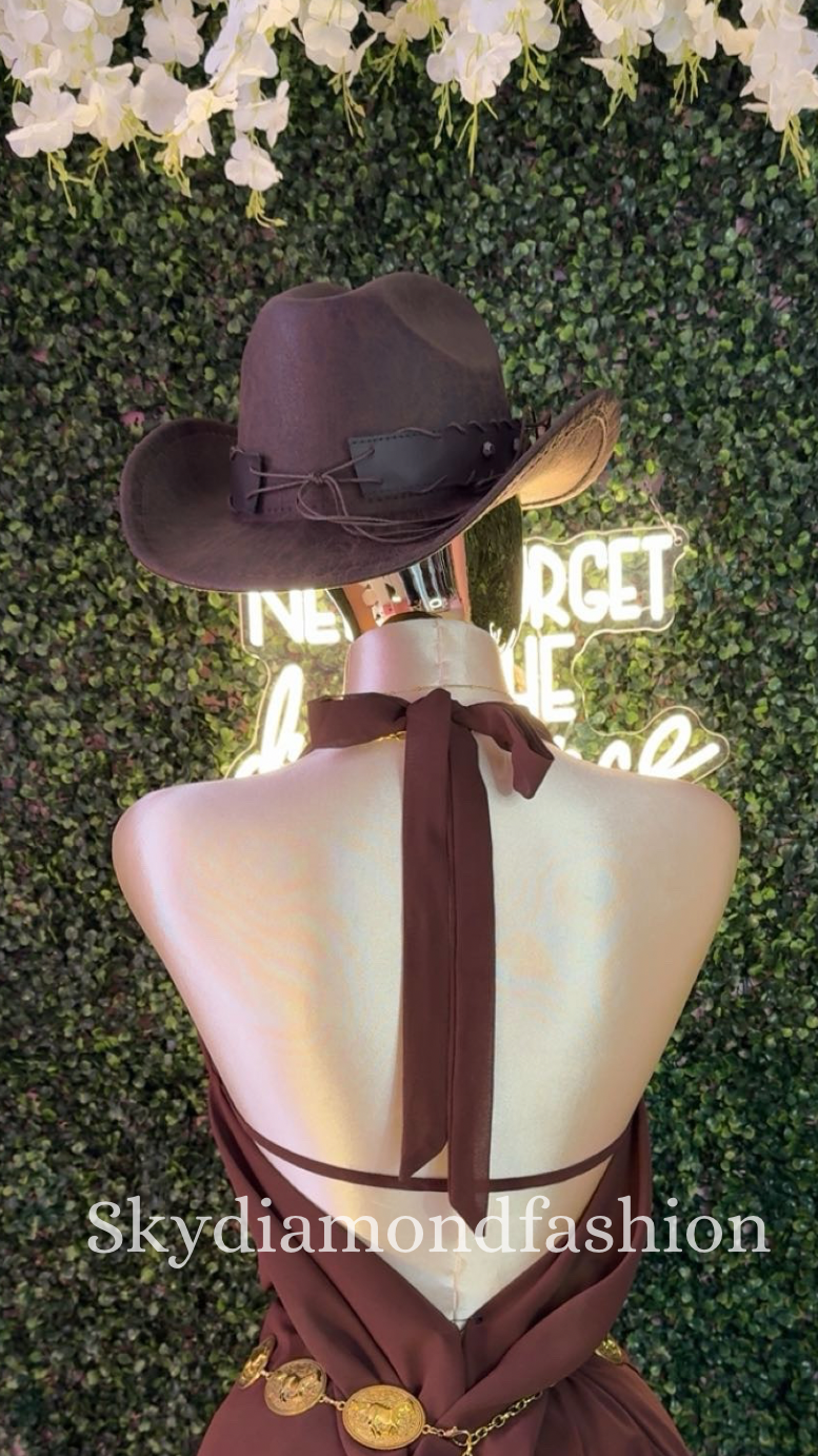 Brown boho cowgirl hat