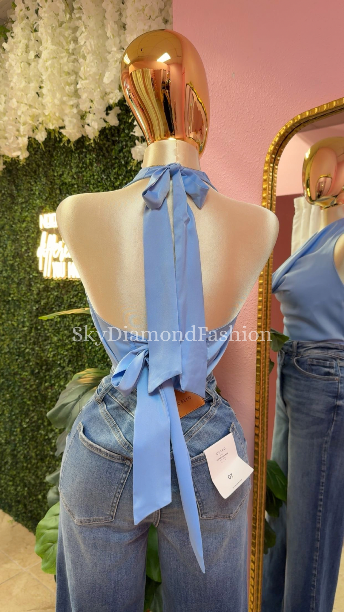Celeste satin halter top