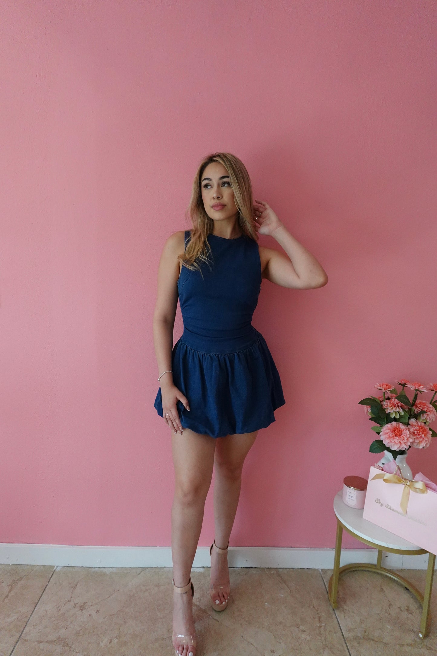 RESTOCK- Denim bubble dress