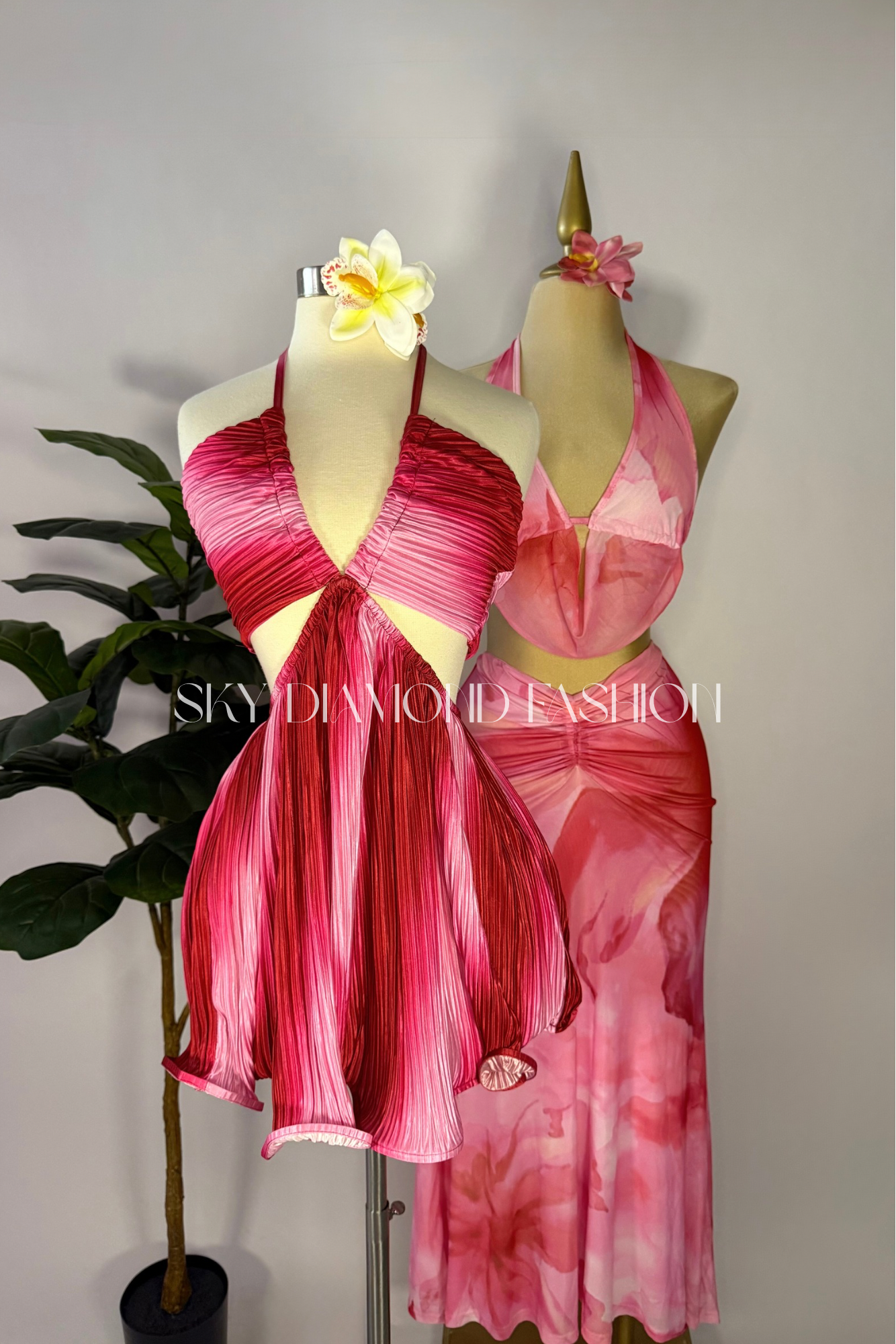 Halter pink dress
