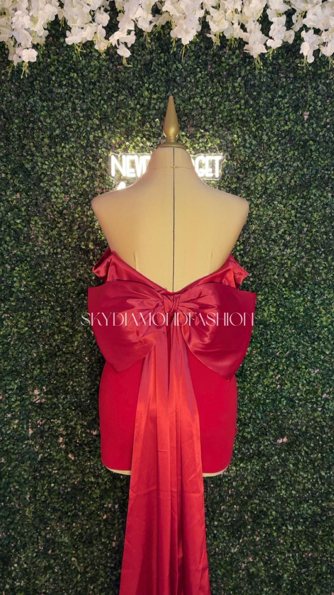 Coquette big satin bow dress