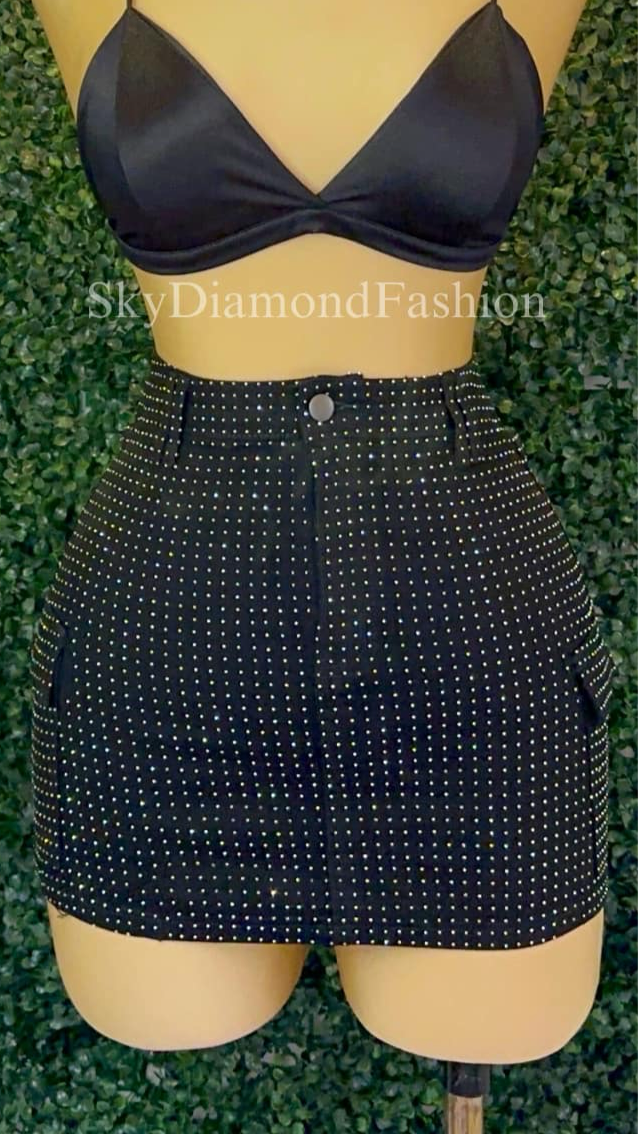 RESTOCK! Rhinestone black skirtš¤