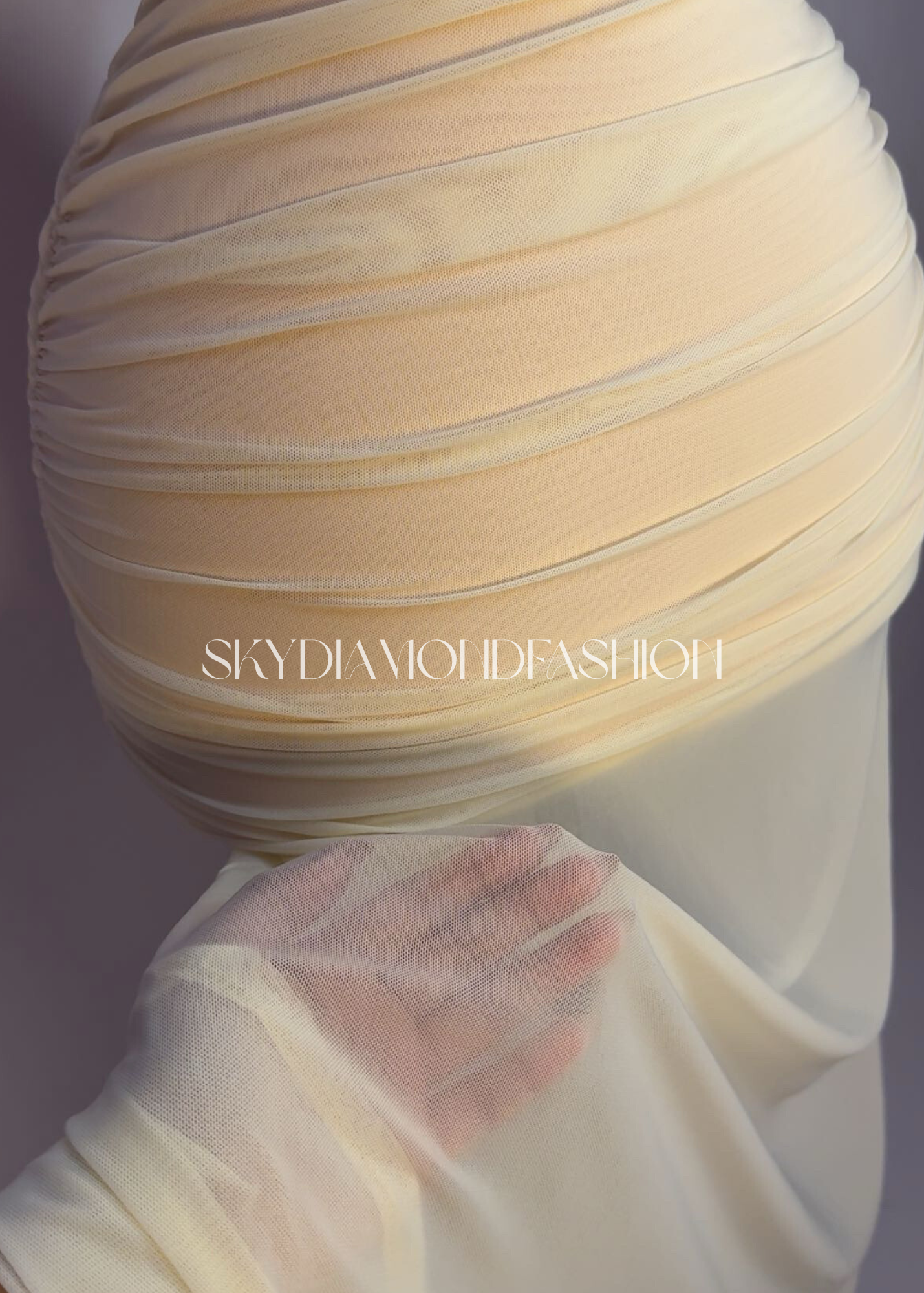 Mesh apricot long dress