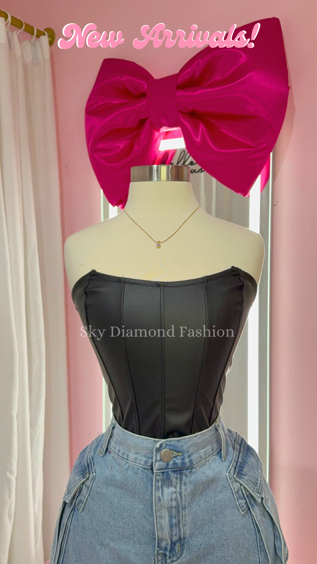 Black leather corset