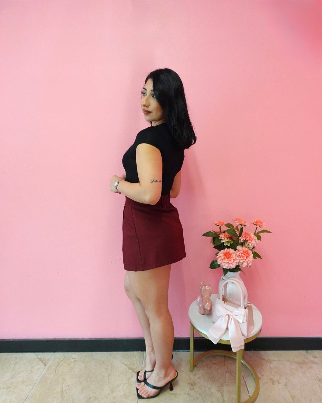 Burgundy skort