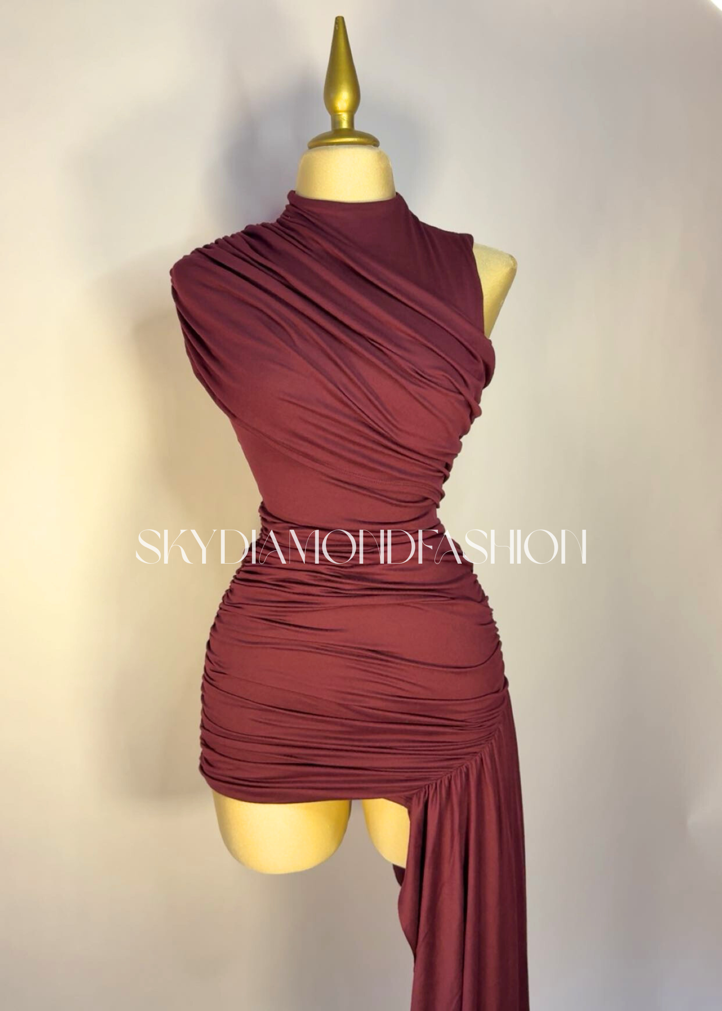 Classy burgundy mini dress