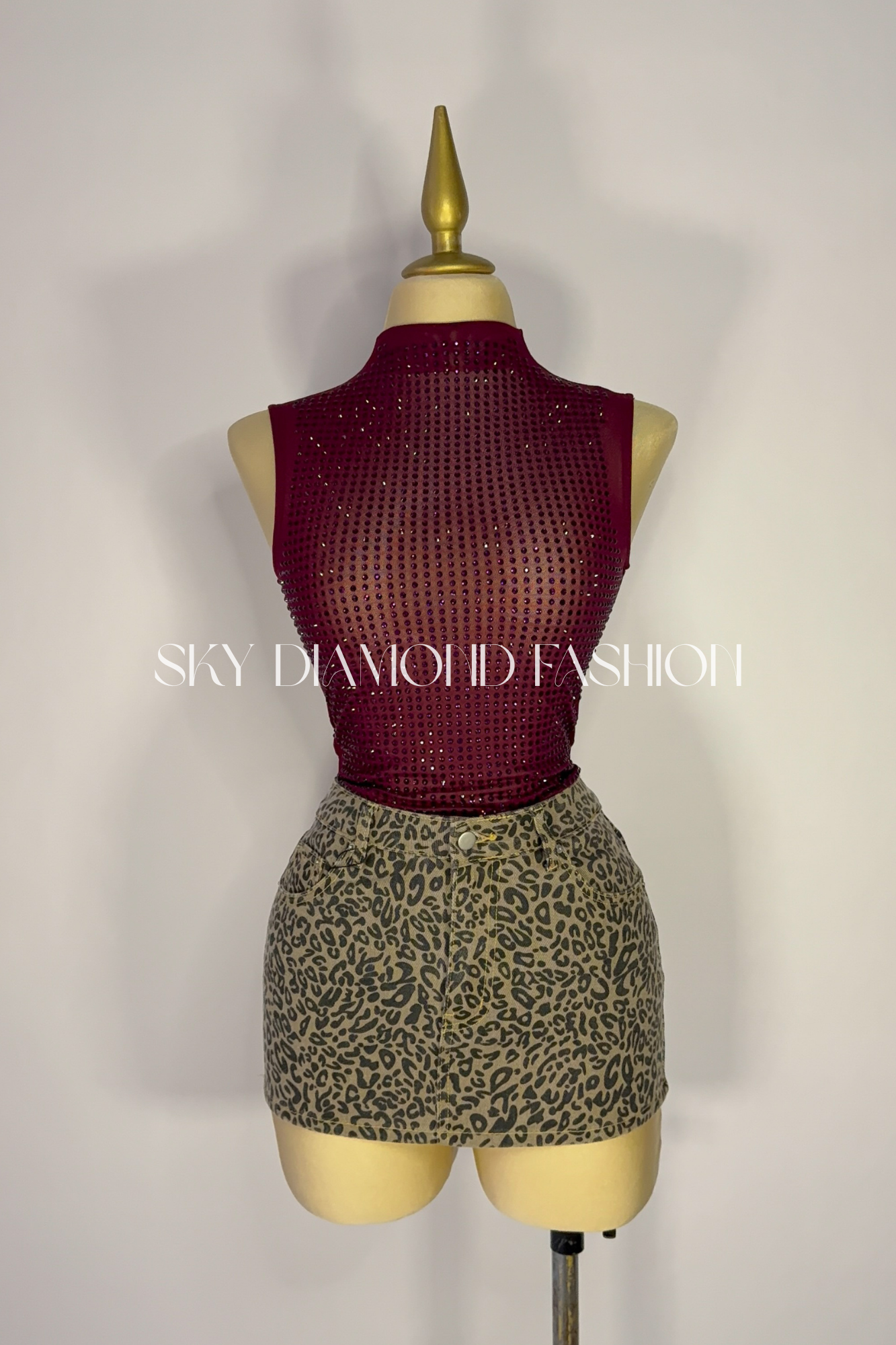 Denim cheetah skirt