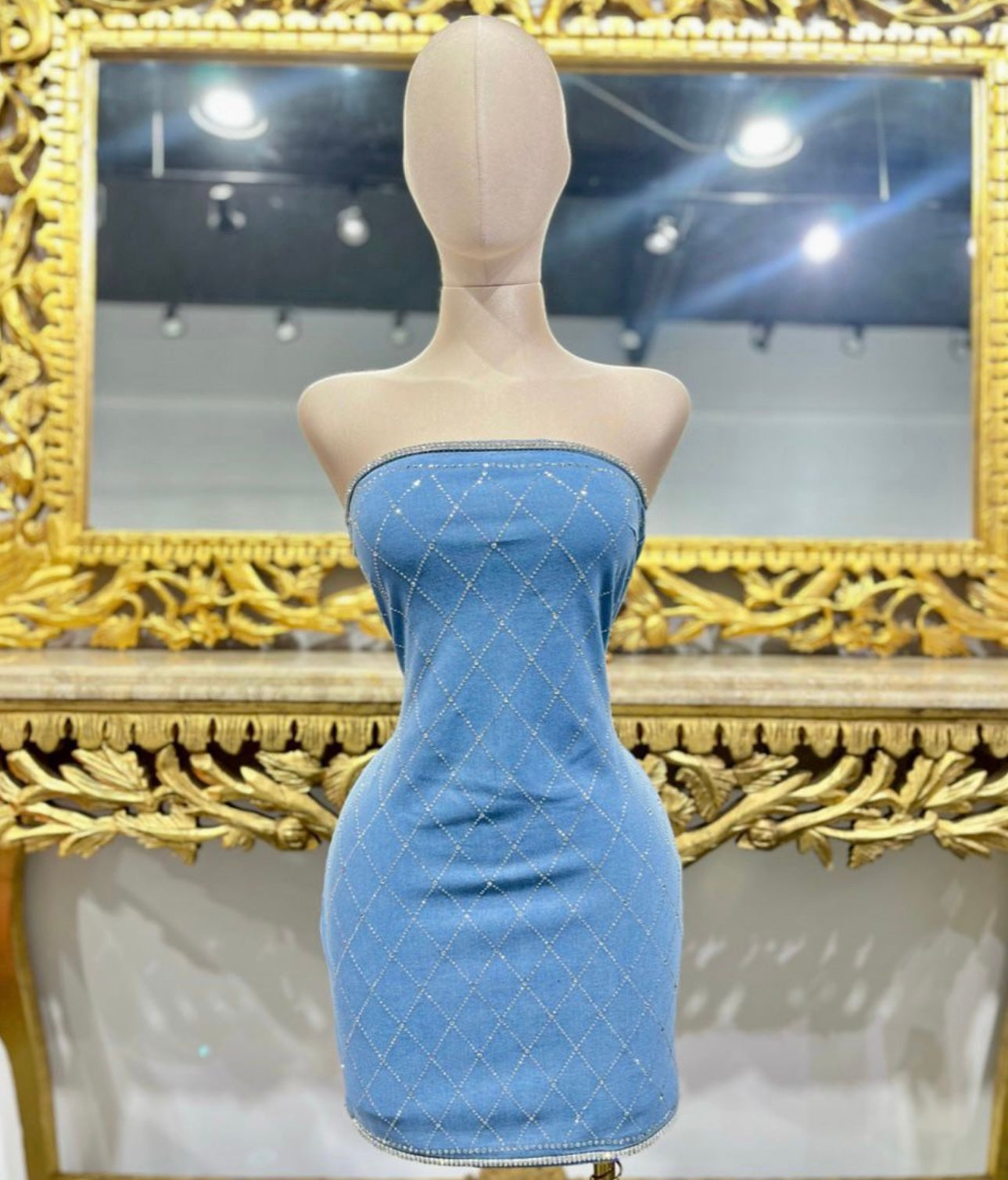 Rhinestone denim dress