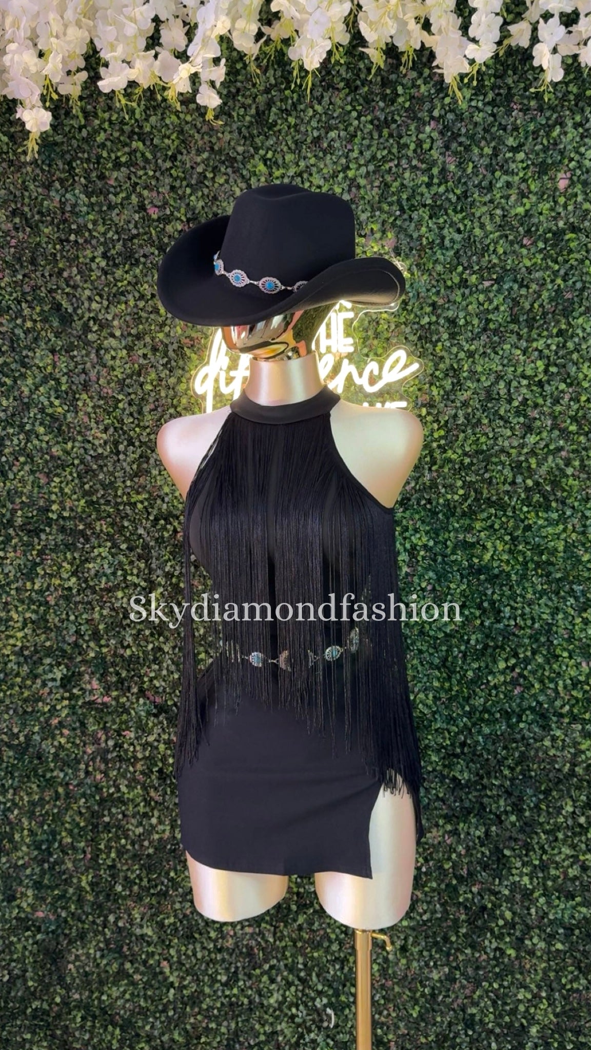 Black fringe bodysuit