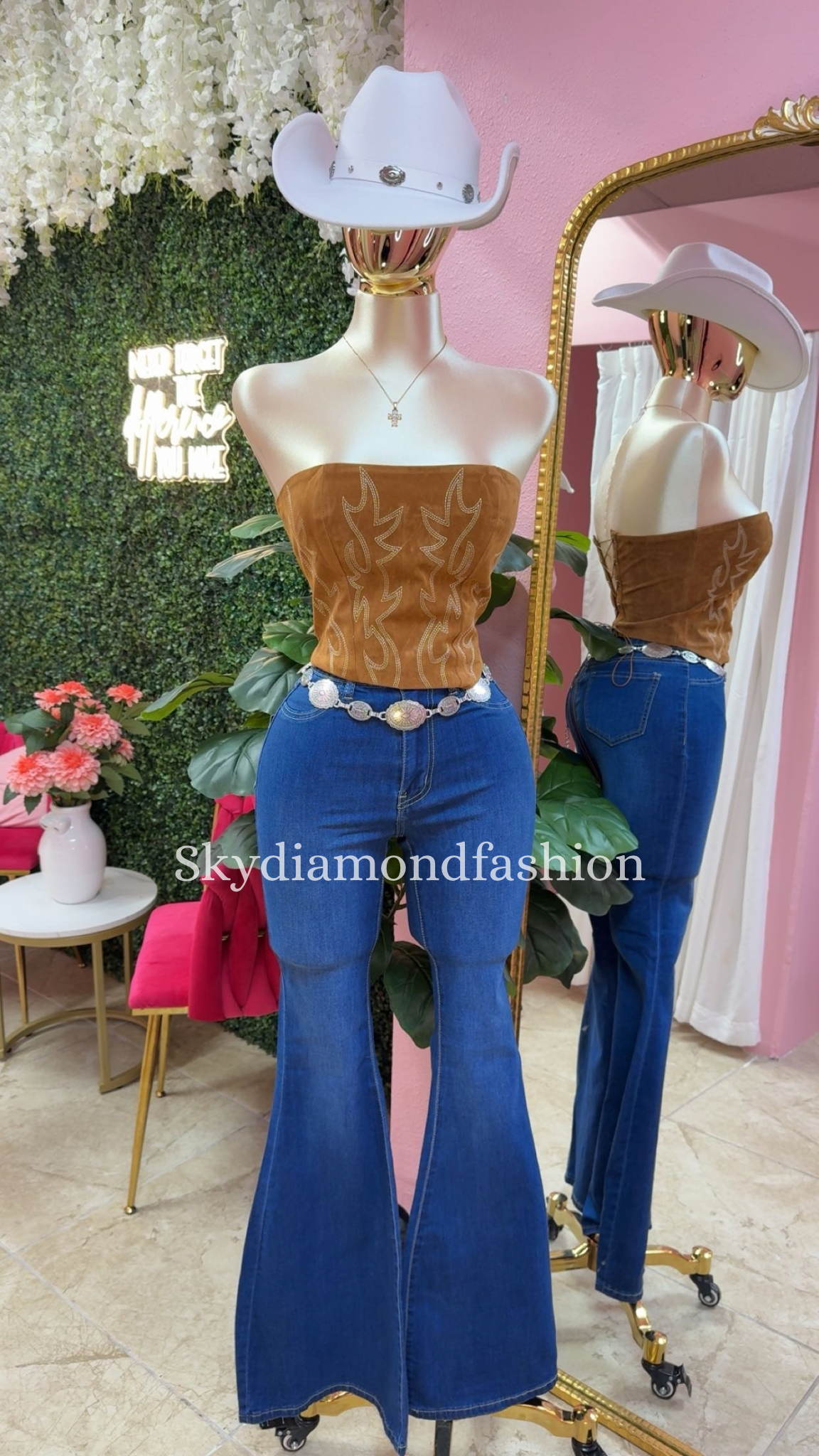 Medium wash bell pants
