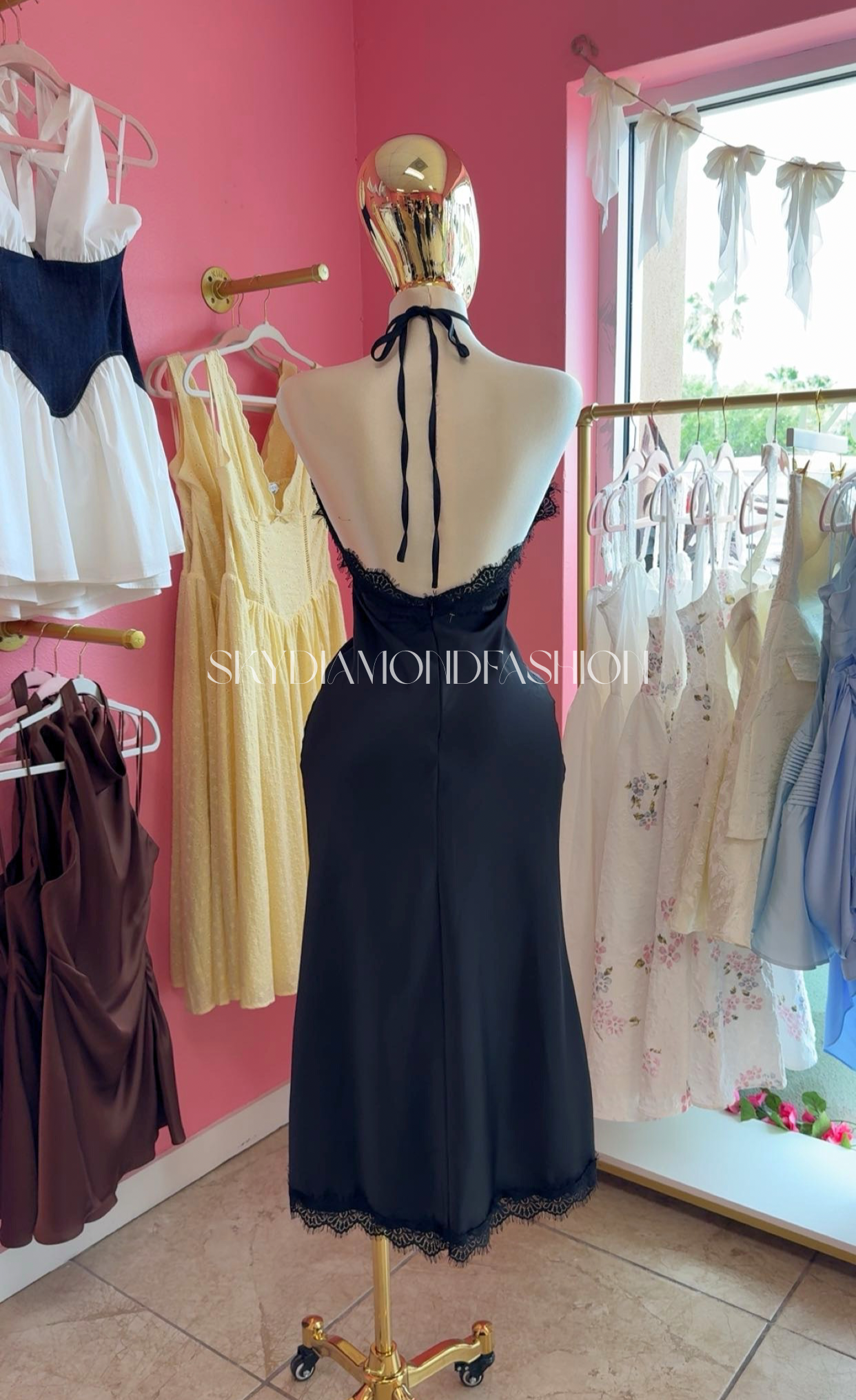 Black long lace dress