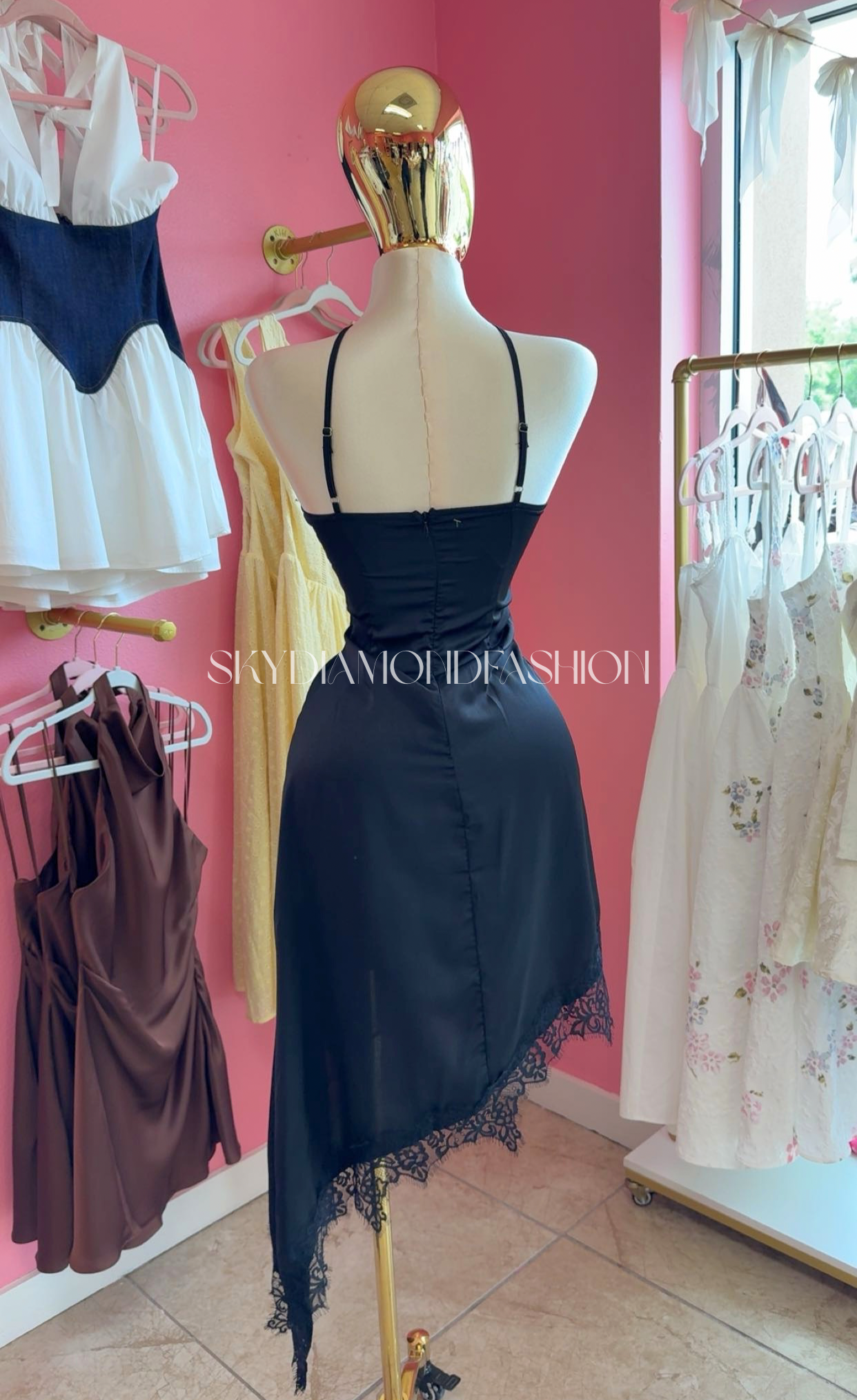 Black Laced asymmetrical cut dress