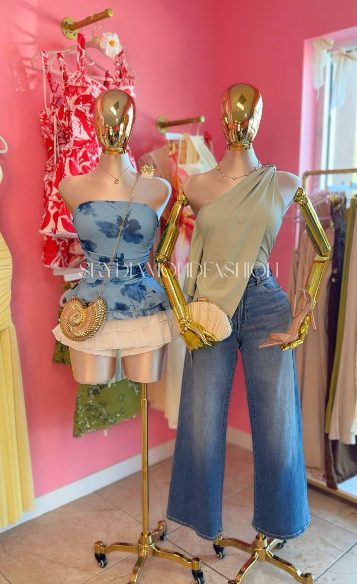 Blue floral tube top