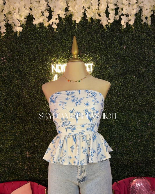 Baby blue floral top
