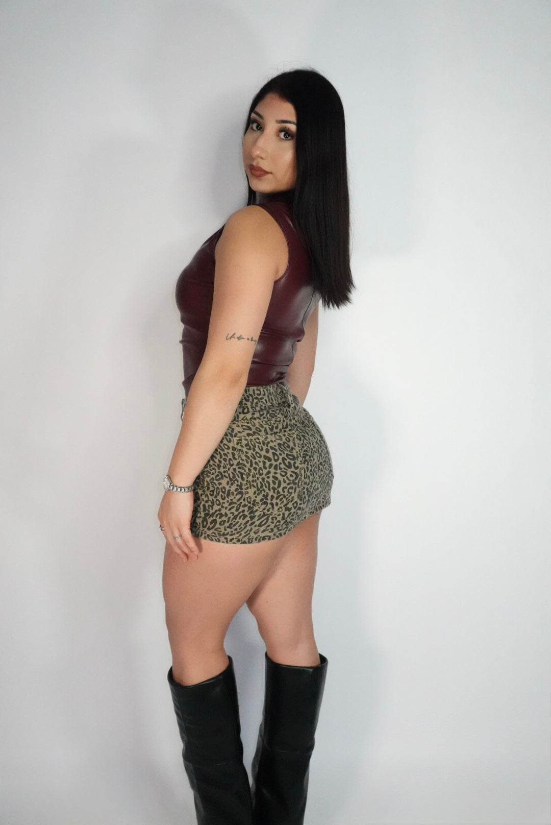 Denim cheetah skirt