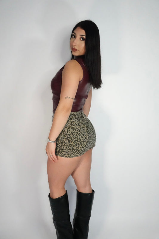 Denim cheetah skirt