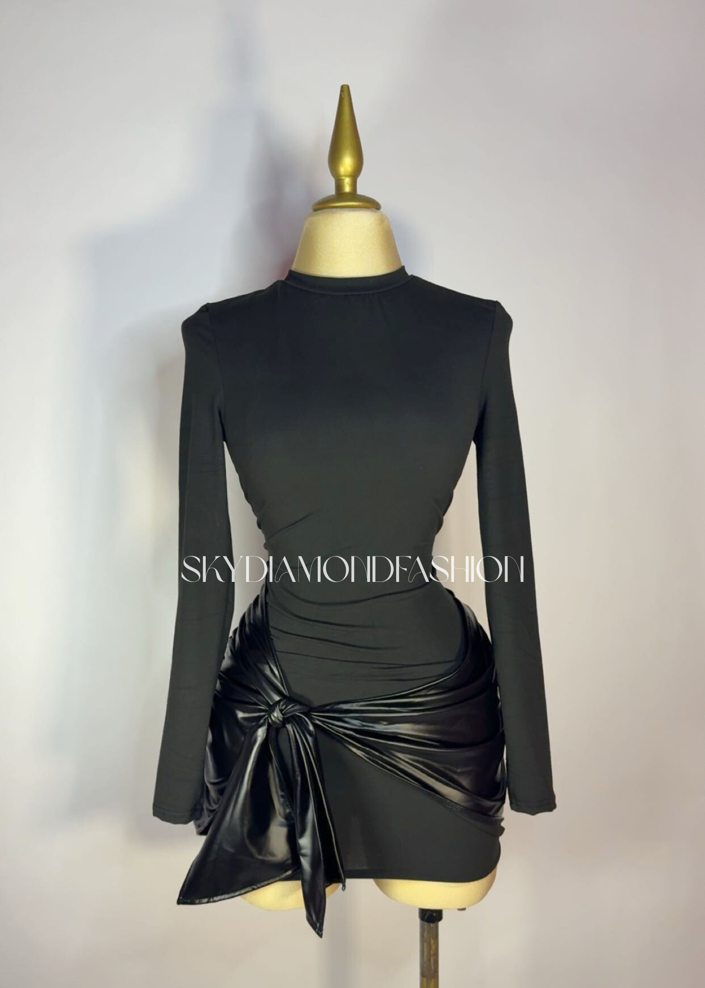 Black +leather dress
