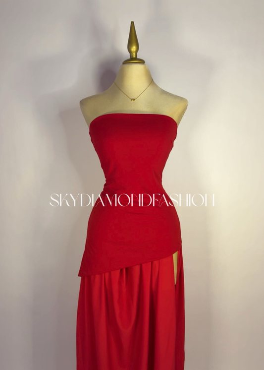 Red long dress