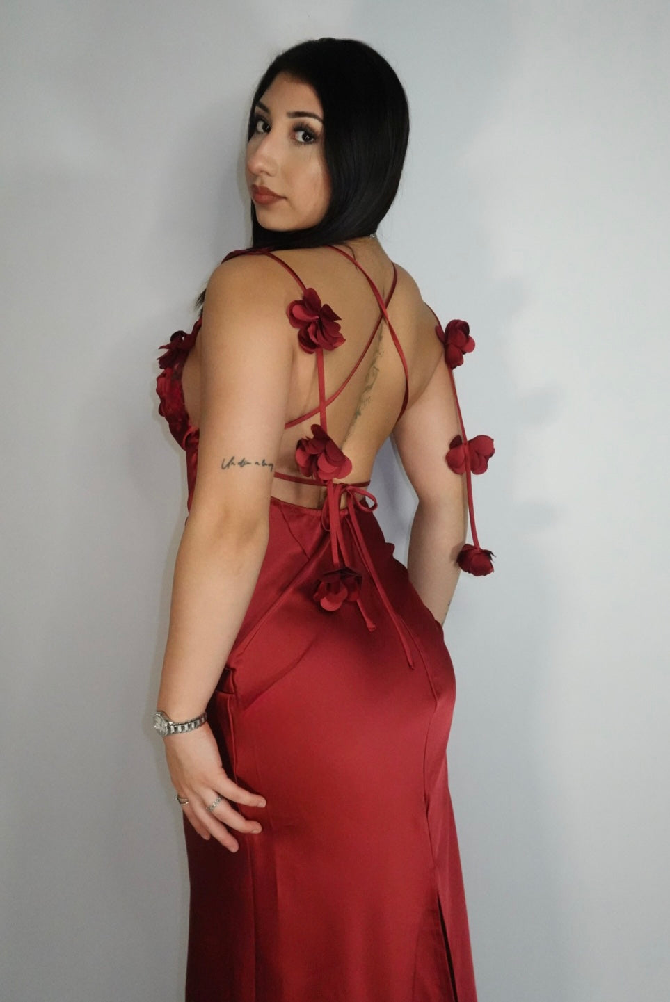 Burgundy flower dress