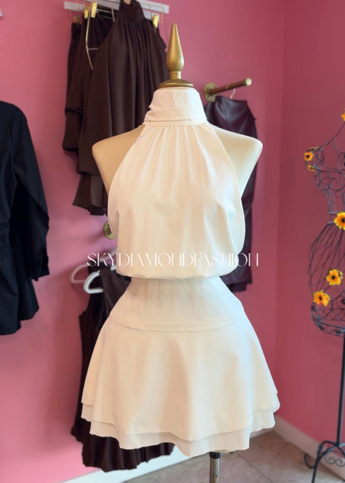 White halter dress