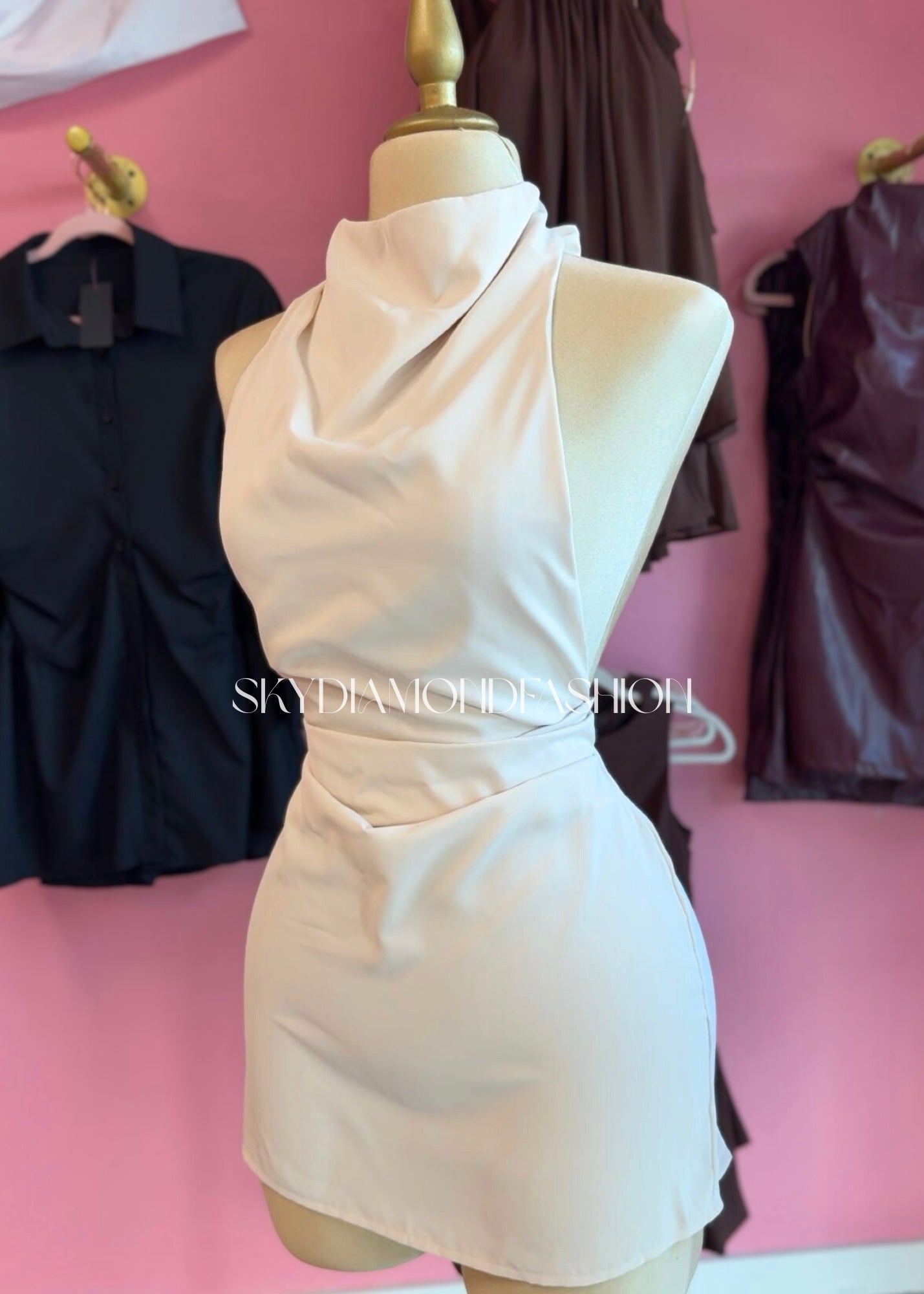 Apricot halter dress