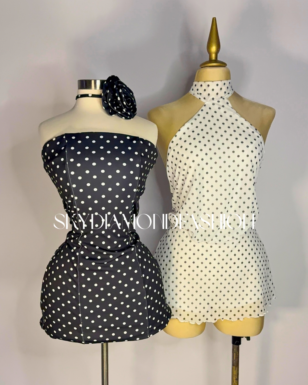 Polka dot black tube dress