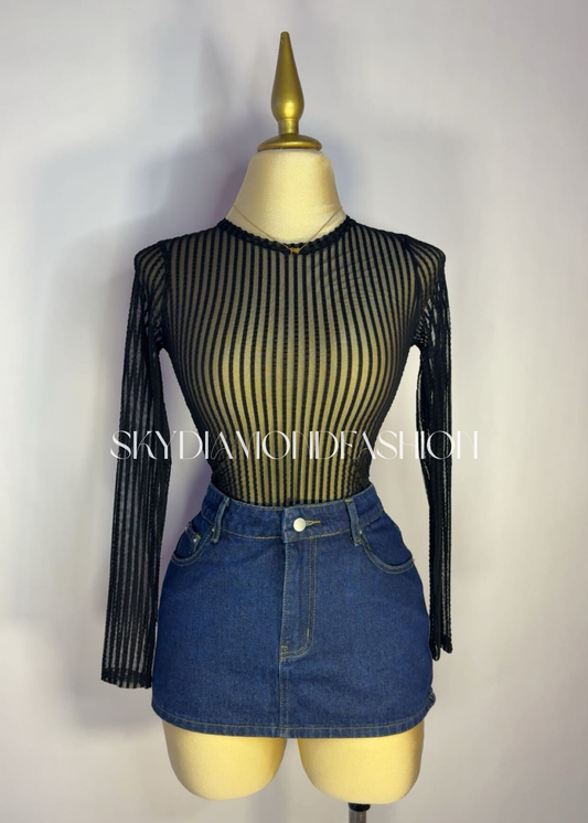 Black mesh bodysuit