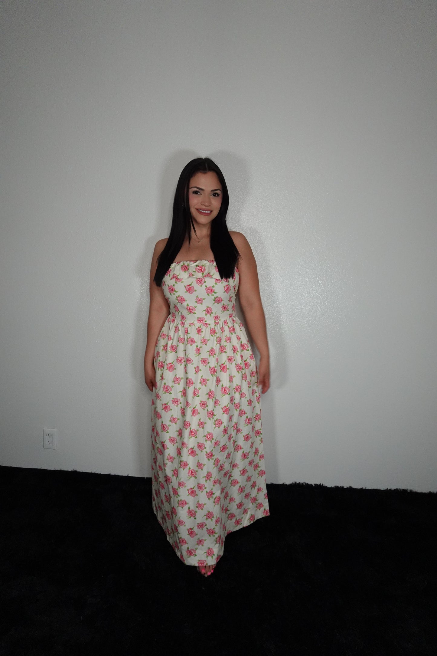 Blooming in pink midi dress