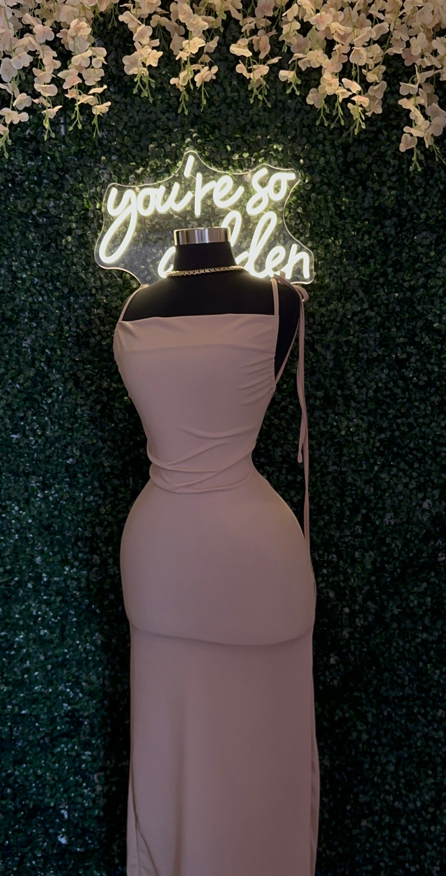Beige scrunch dress