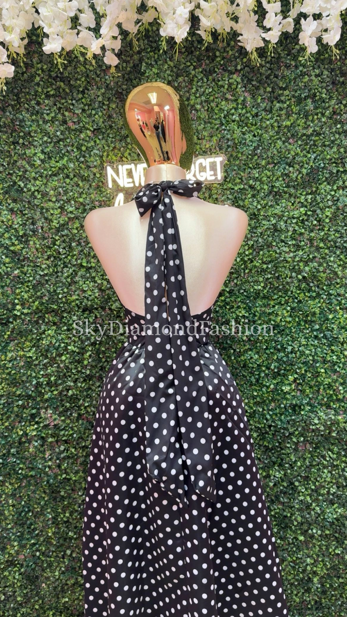 Polka dot halter long dress