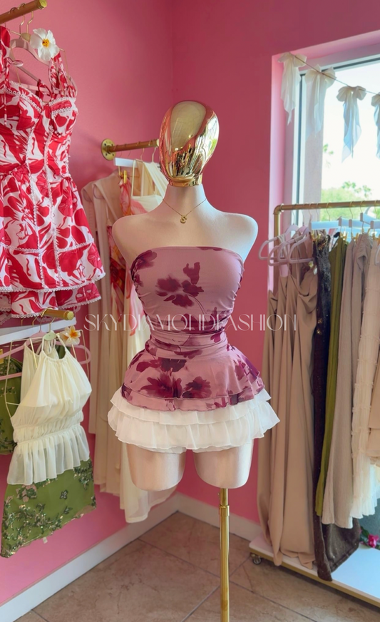 Floral blush tube top
