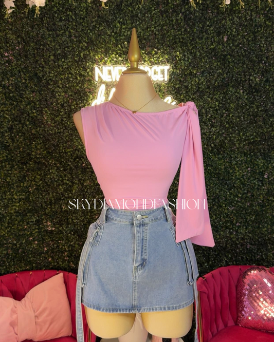 Pink knot side top