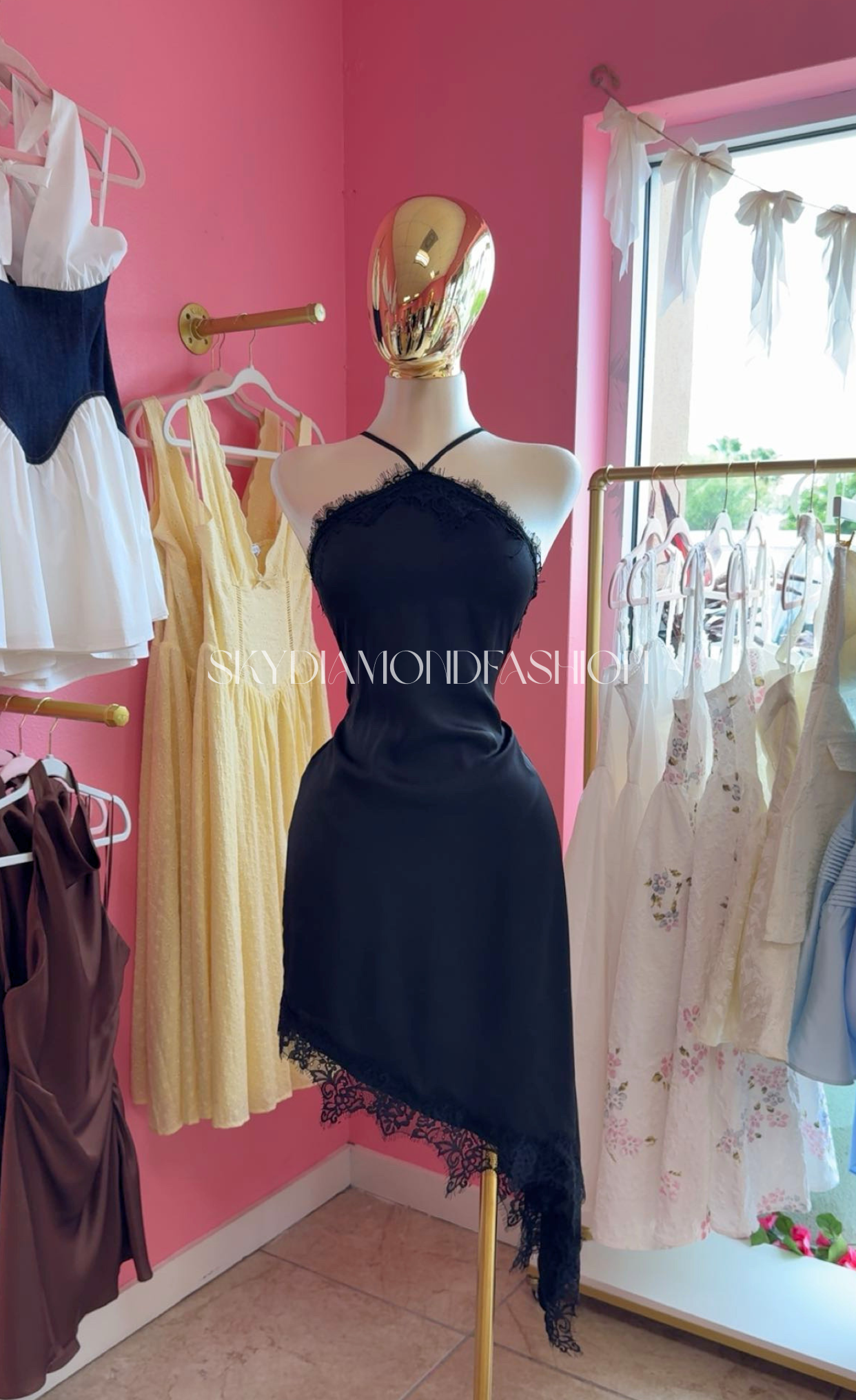 Black Laced asymmetrical cut dress
