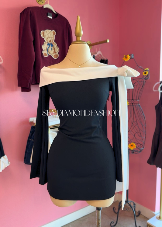 Bow black/white dress