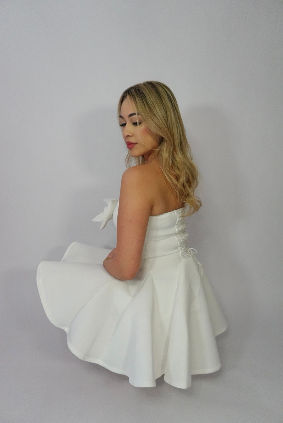 White coquette mini dress