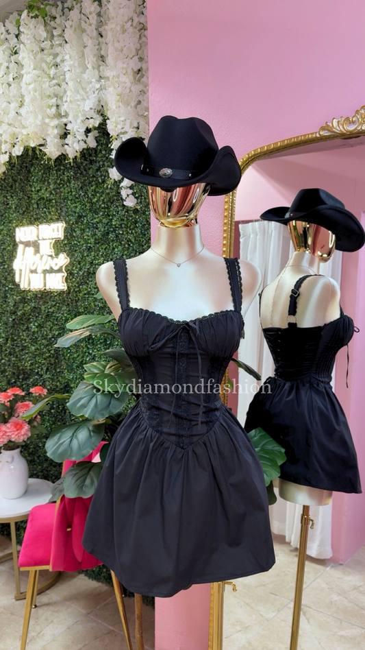 Black western corset dress