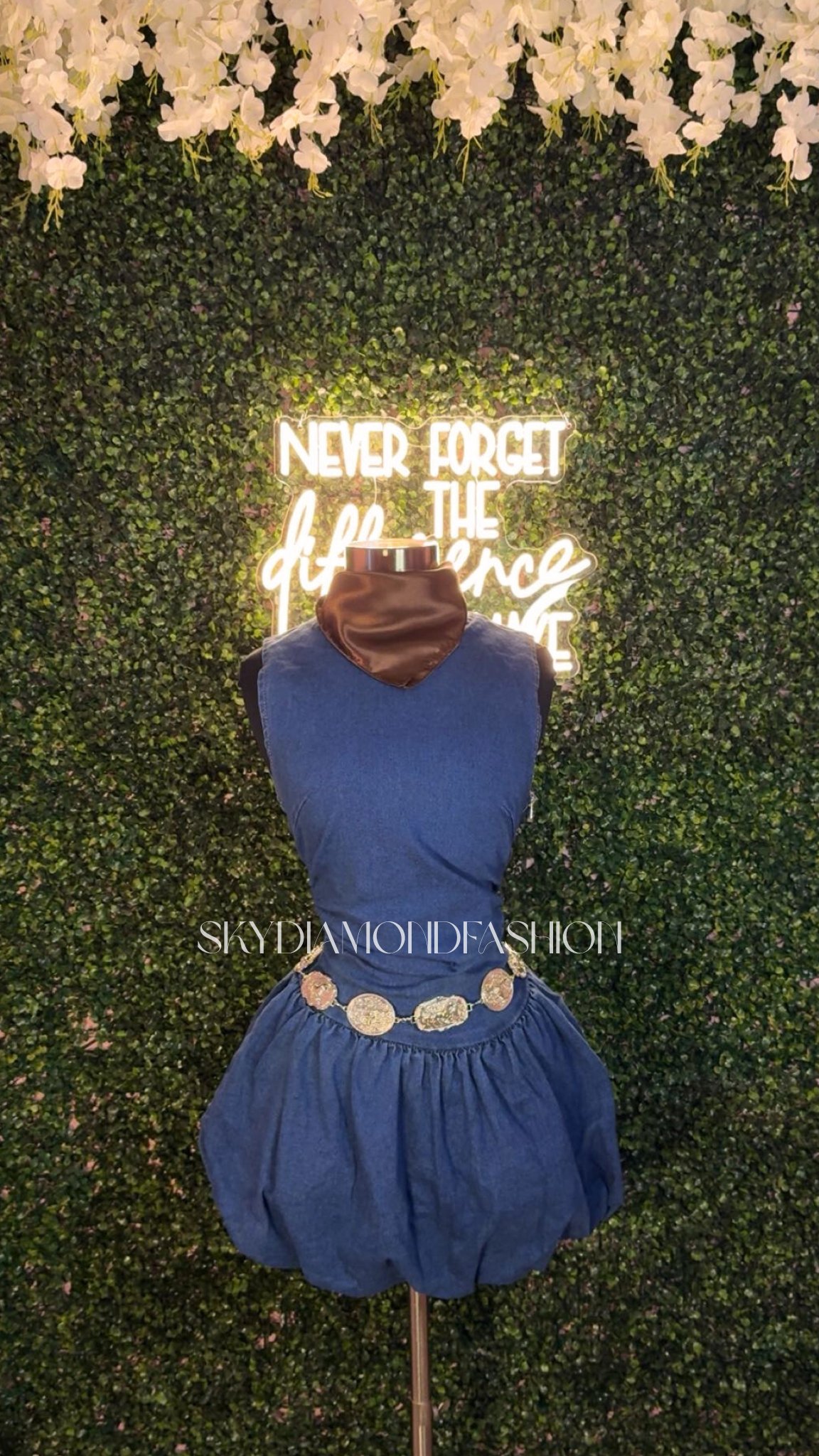 Blue bubble denim dress