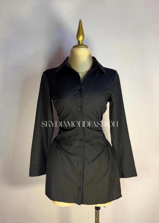 Black button dress